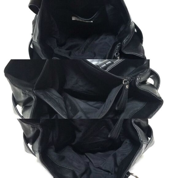 VINTAGE 90s Nine West Black Vegan Leather Hobo Bag - Picture 7 of 8